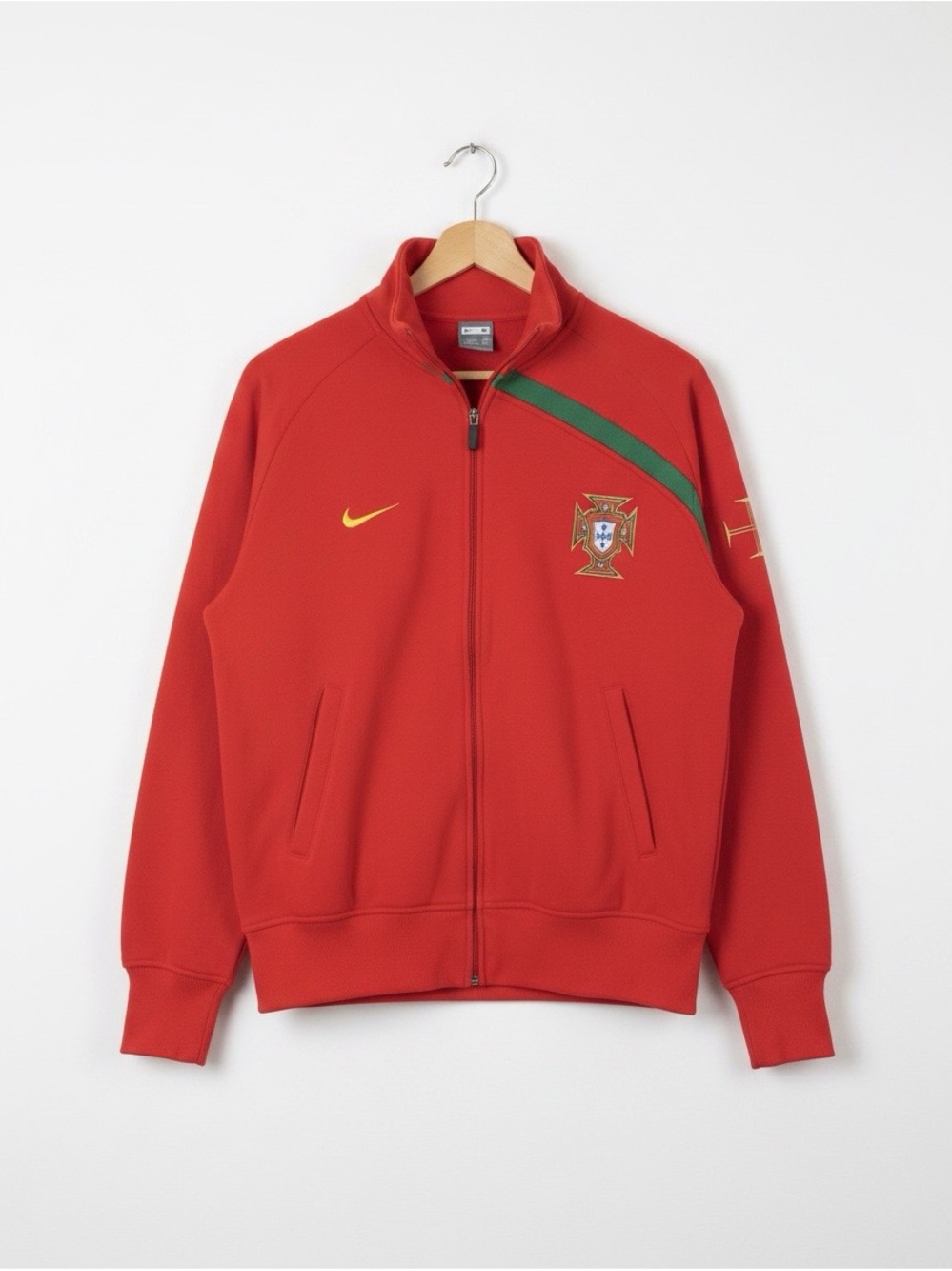 Official Nike 2008-09 Euros Portugal Soccer Red Embroidered Track Jacket L